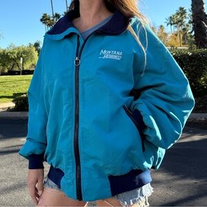 Vintage sportmaster blue / turquoise fleece lined bomber jackets - men’s XXL